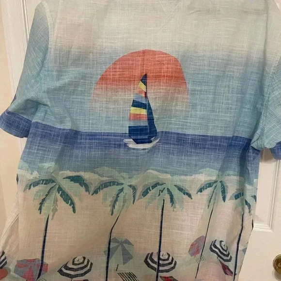 Tommy Hilfiger Beach-Print Shirt. Button Front Cotton All Over Print Men XXL - Picture 9 of 15